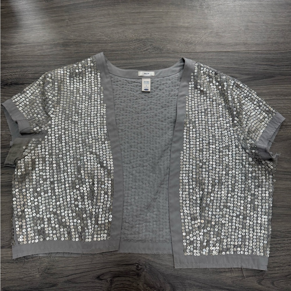 Old Navy Silver Sequin Cardigan
